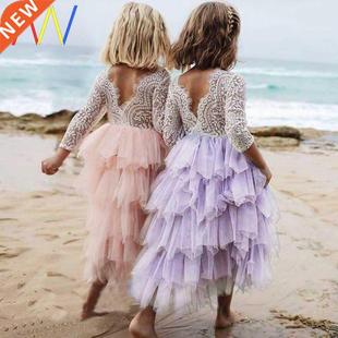 Toddler Kids Baby Girls White Dresses Party Girl Tutu Dress