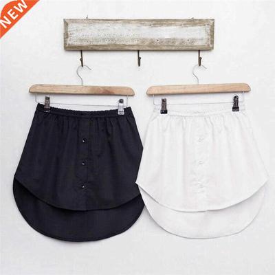Women Fake Shirt Irregular Skirt Blouse Tail Hem Cotton Deta