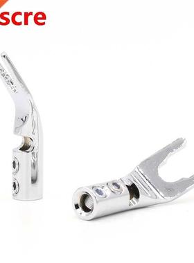 4pcs YTER Pure Red Copper Rhodium Plated Spade Plug Screw Lo