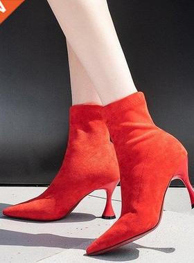 New Fashion Women Ankle Boots Pointed Toe High Heel Stiletto