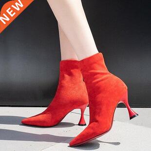 New Fashion Women Ankle Boots Pointed Toe High Heel Stiletto