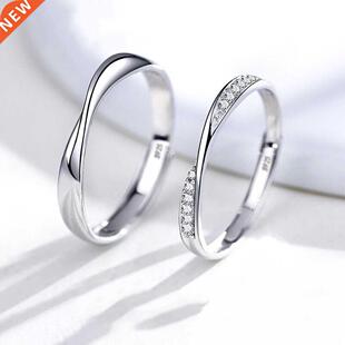 New 925 Silver Plated Couples Ring Lozenge Micro-set Adjua