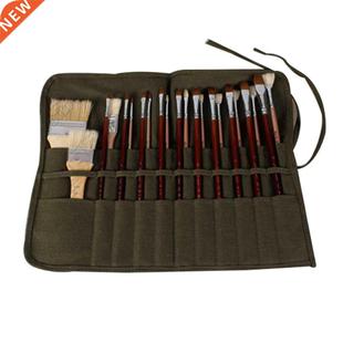 Oil Watercor Green Pouch Stati Army For Storage Canvas Pen