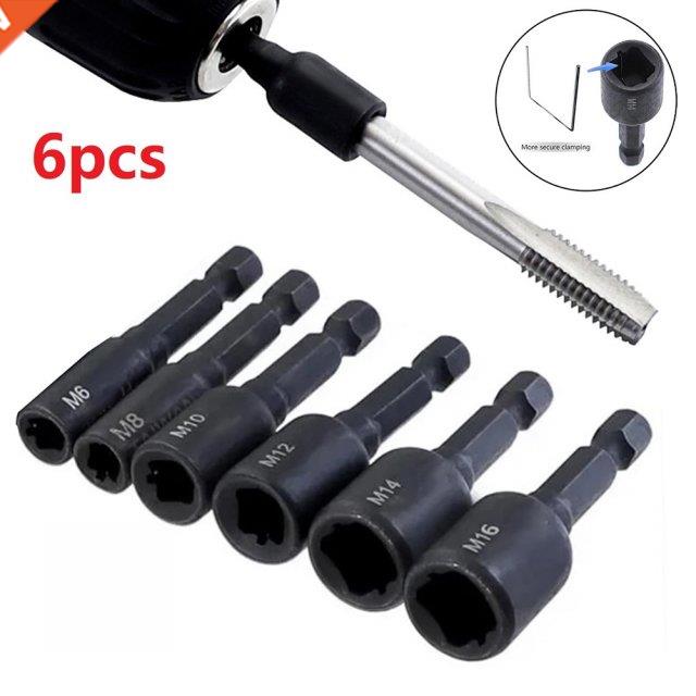 6pcs Tap Die Socket Adapter 1/4'' Hex Shank Square D