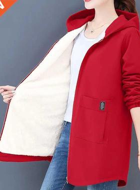 2022 6XL Autumn Winter Women's Fleece Jacket Coats Female Lo