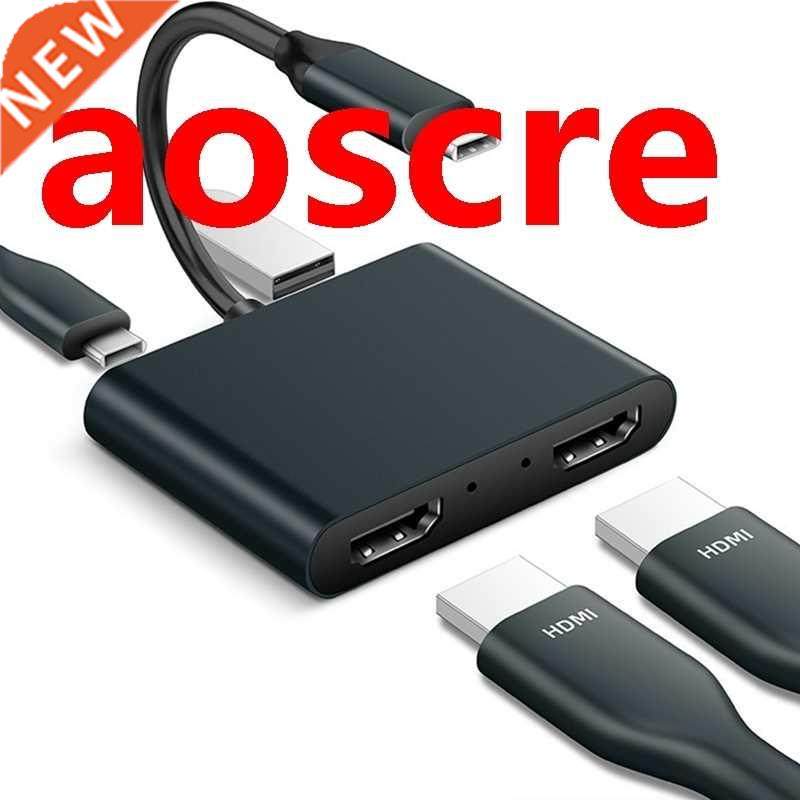 USB C to Dual HDMI Adapter 4K, 4 in 1 Type C to Dual HDMI, U
