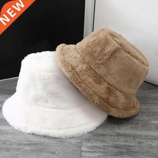 Fur Bucket Hat Fashion Autumn Rabbit Women Winter Artificial
