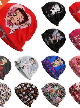 Mrs Boop With Dog Skullies Beanies Caps Unisex Bonnet Winter