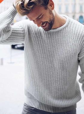 Men Sweater Autumn Winter Men's Pullover 2021 Solid Color Kn