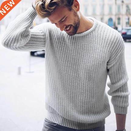 Men Sweater Autumn Winter Men's Pullover 2021 Solid Color Kn