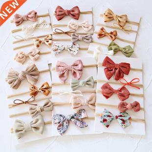 Bow Headband Hair Set Bands Cotton Baby Headbands 5Pcs Nylon