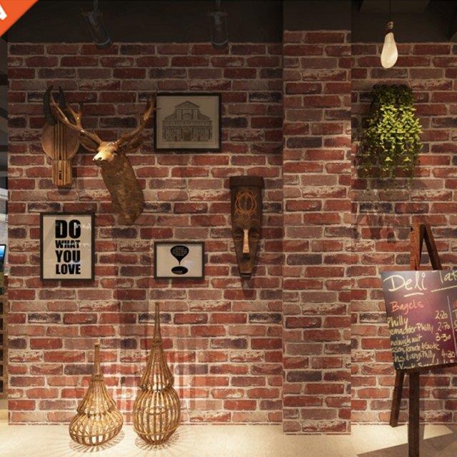 Rustic Vintage 3D Faux Bricks Wallpaper Roll Vinyl PVC Retro