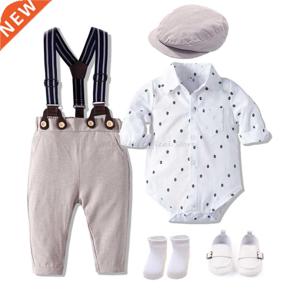 Spring Autumn Full Sleeve Print Shirts Romper Clothing Set B