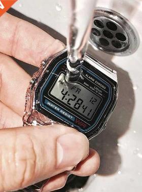 Luxury F91W Steel Band Watch Retro LED Digital Sports Milita