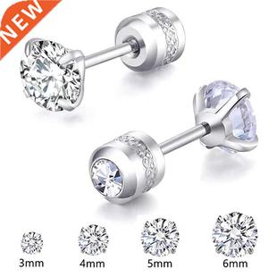 Set Round Double Hypoallergenic Earrings Stud 6mm Pair