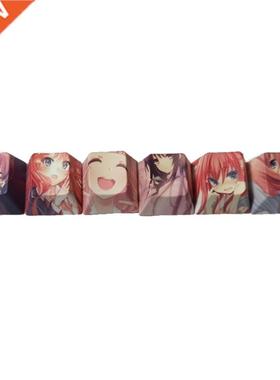 6Pcs Cartoon Anime Girl PBT Dye Sublimation Keycap Mechanics