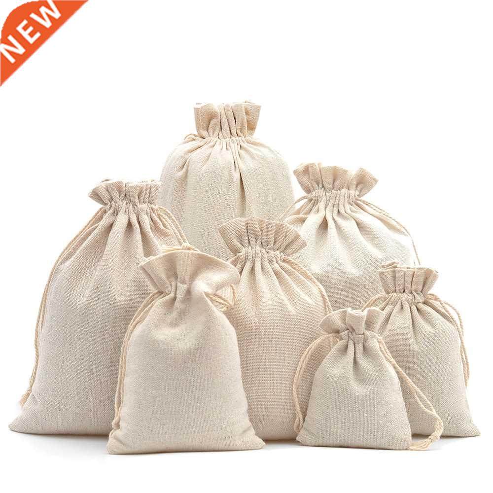 10/50pcs Multi Size Reusable Cotton Drawstring Gift Bags Jew