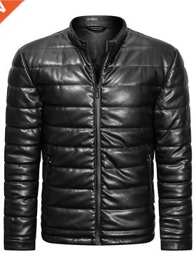 Fall Winter New Cotton-padded Men	s PU Leather Jacket