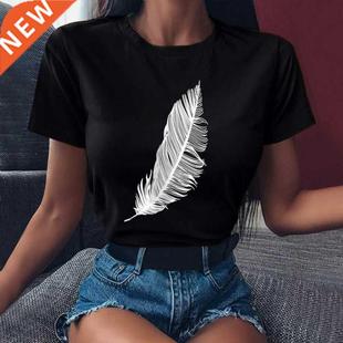 Harajuku Fashion Print Women Loo Feather Casual shirt 2022