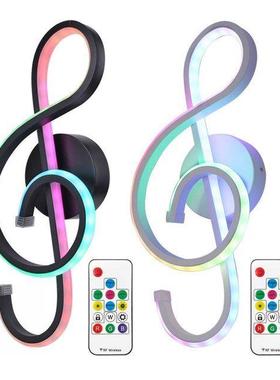RGB Muscal Note LED Wall Lamp Metal Bedsde Spral Nght L