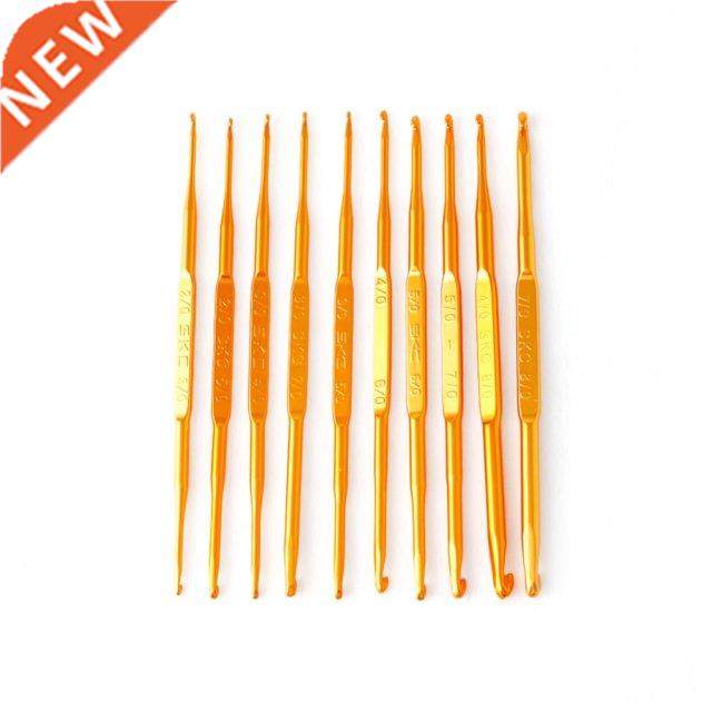 10Pcs Golden Aluminum Double End Crochet Hook Knitting Needl