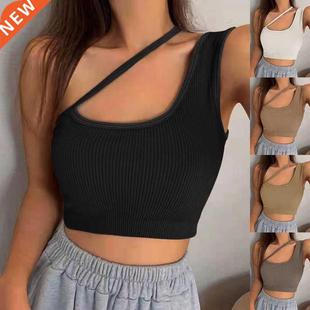 women sle off bra built top tank shoulder crop Versatile