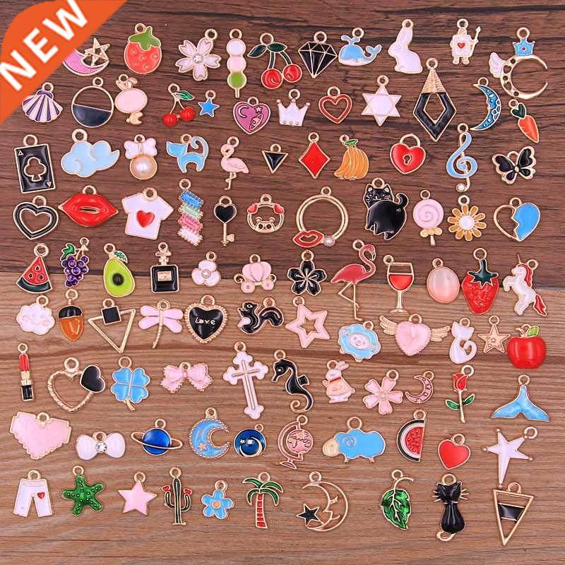 100PCS Different Styles Mix Size Color Alloy Metal Drop Oil