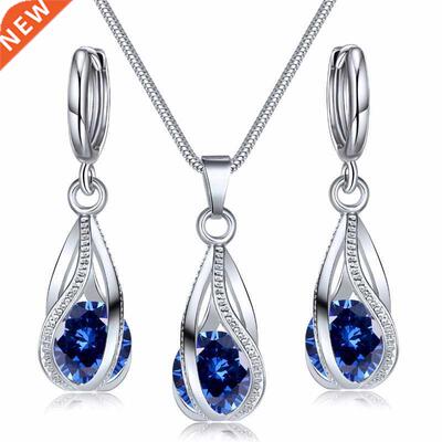 Fashion Silver Color Necklace Earrings Cubic Zirconia Jewelr