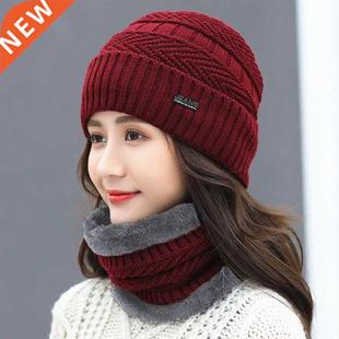Warmer Hat For Hats Winter Neck Caps Scarf Knitted Female