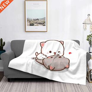 3D Printed Peach And Goma Mochi Cat Love Blankets Breathable
