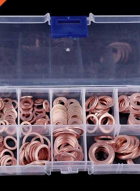 200Pcs/Box Copper Washer Gasket Nut and Bolt Set Flat Ring S