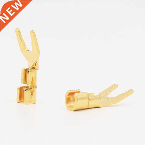 8pcs CMC 6005-CUR-G Solid Copper 24K Gold plated Spade Plug