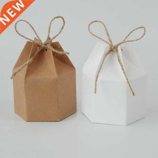 25/50pcs Kraft Paper Package Cardboard Box Lantern Hexagon C