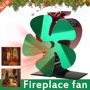 Powered Wood Fireplace Log Fan Stove Heat Blades Xmas Mini