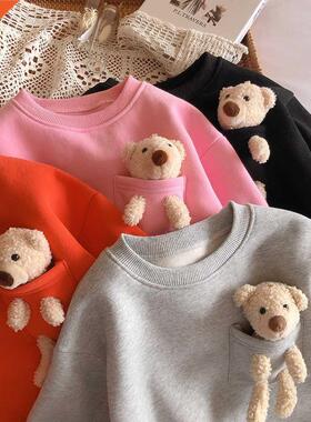 2-6 Years Autumn Winter Girls Boys Cute Bear Long Sweaters B