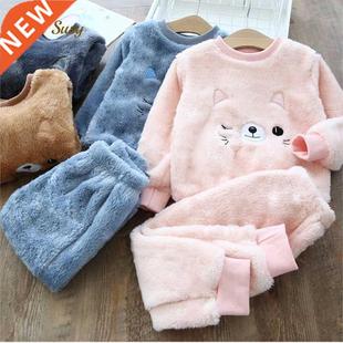 Baby Boy Girl Clothes Pajamas Set Flannel Fleece Toddler Chi