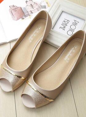 chaussure femme 2022 Summer Ladies Deep toe Gold Sequin Flat