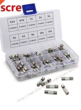 100pcs/set 10Values Fast Quick Blow Glass Tube Fuses Assortm
