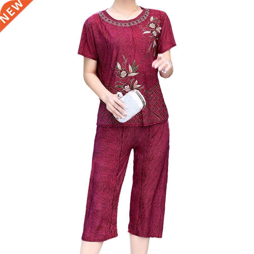 2021 Summer Women Shorts Sets O Neck Elegant Floral Print Sh