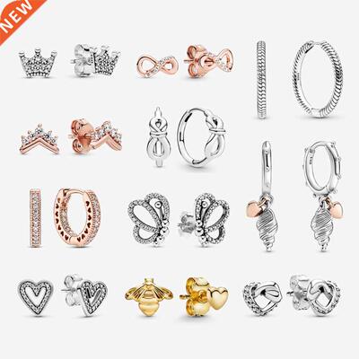 Original 925 Sterling Silver Earrings 2022 Stud Crystal Eari