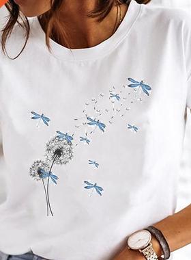 Women Print Clothes Watercolor New Lovely Female Tops Tee Ts