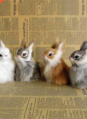 Mn Realstc Cute Whte Plush Rabbts Fur Lfelke Anmal