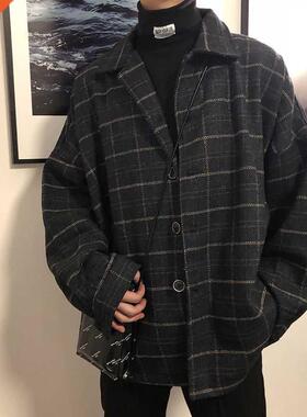 Simple Retro Check Jacket Tide Boy Japanese Set Autumn And W