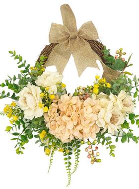 Artificial Hydrangea Wreath With Eucalyptus Leaves Spring &a