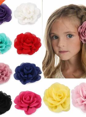 Retail 8.5cm Newborn Chiffon Petals Poppy Flower Hair Clips