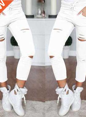 Hot style fashion hip hop ripped nine minute pants