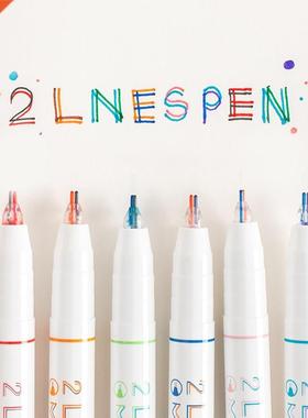 Double line pen set Red Blue color ink 2 lines tip liner ma