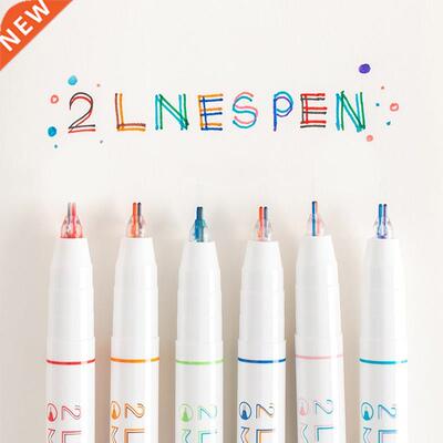 Double line pen set Red Blue color ink 2 lines tip liner ma