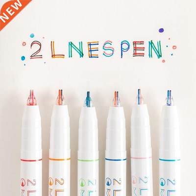 Double line pen set Red Blue color ink 2 lines tip liner ma