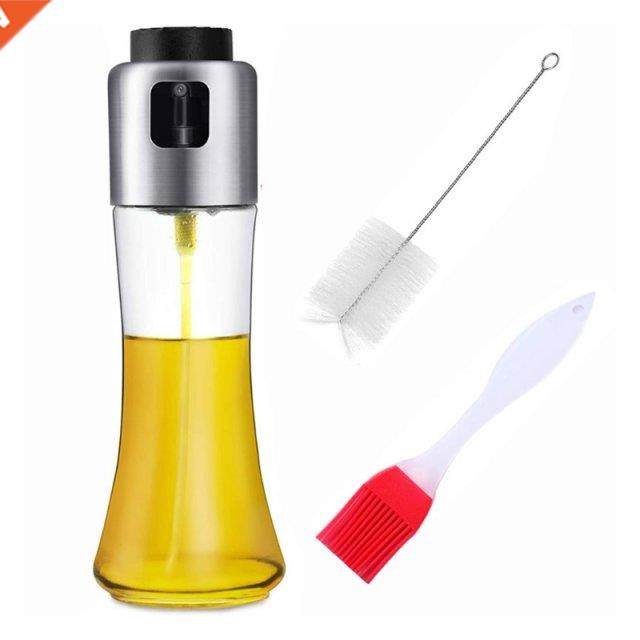 Clear Glass Oil Sprayer with Brush Set Refillable Empty Bott